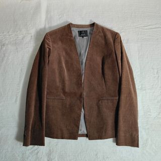 ニジュウサンク(23区)の23区 ノーカラージャケット ベルベットストレッチ 42 XL ブラウン系(ノーカラージャケット)