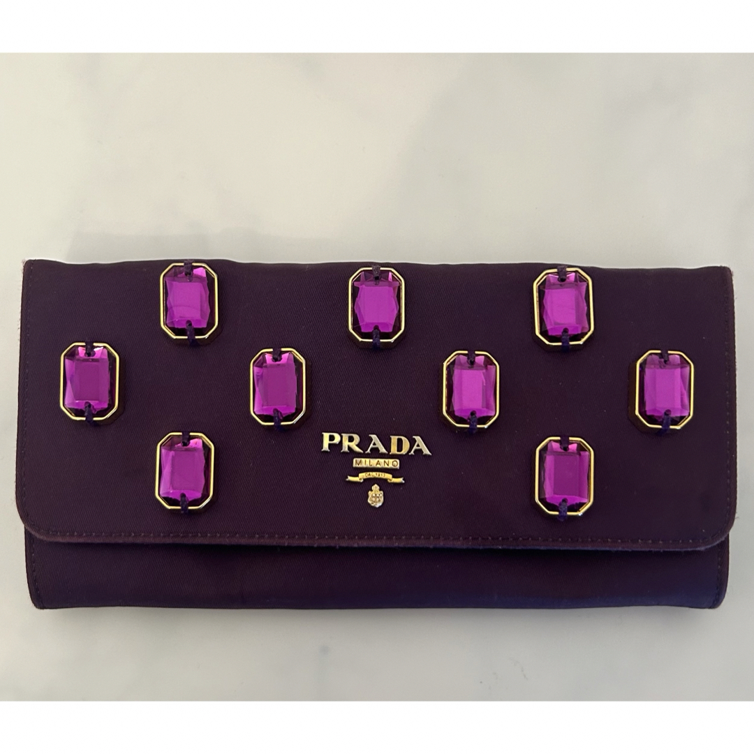 PRADA(プラダ)のプラダ　ビジュー　長財布　パープル レディースのファッション小物(財布)の商品写真