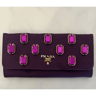 プラダ(PRADA)のプラダ　ビジュー　長財布　パープル(財布)