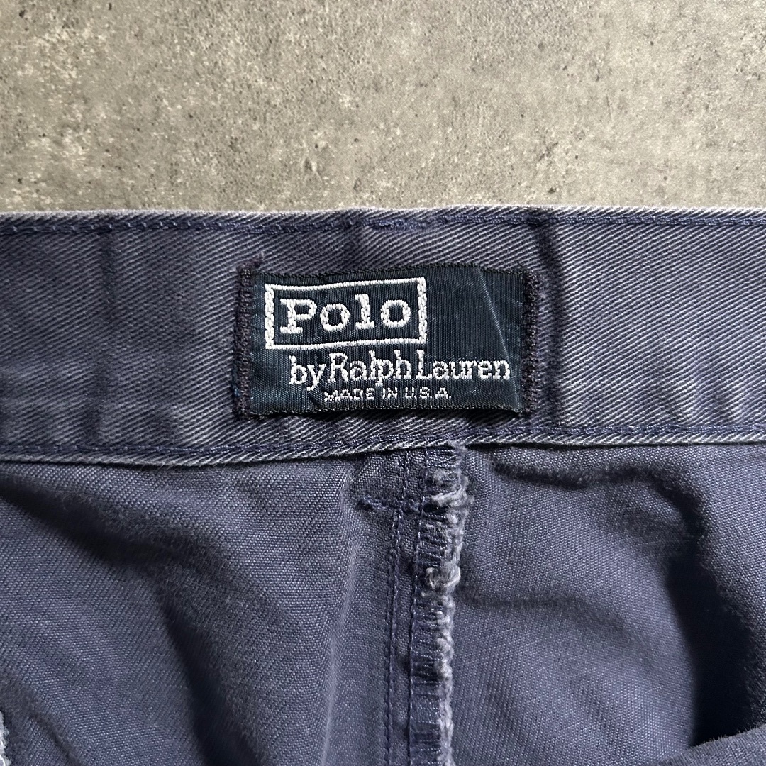 POLO RALPH LAUREN(ポロラルフローレン)の90s ラルフローレン チノパン USA製 ネイビー 36×32 ツータック メンズのパンツ(チノパン)の商品写真