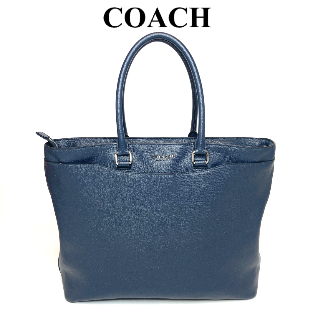 極美品 COACH コーチ トートバッグ ネイビー メンズ レディース レザー