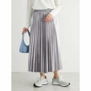 グリーンパークス(green parks)の【シルバー】ELENCARE DUE メタリックプリーツスカート 24SS/ウエストゴム/ロング丈(ロングスカート)