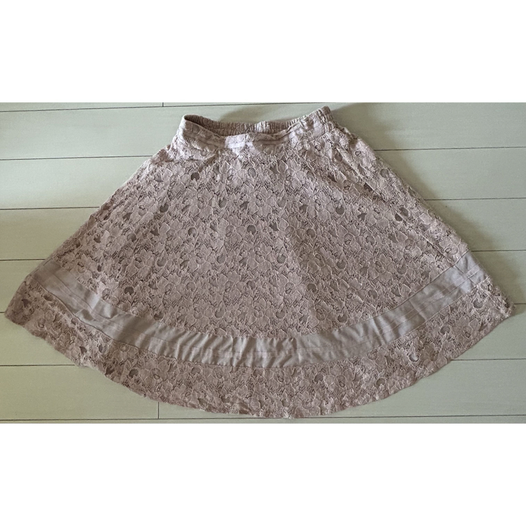 axes femme(アクシーズファム)のアクシーズファム　レーススカート　Mサイズ　淡いピンク　ウエストゴム　裏地付 レディースのスカート(ひざ丈スカート)の商品写真