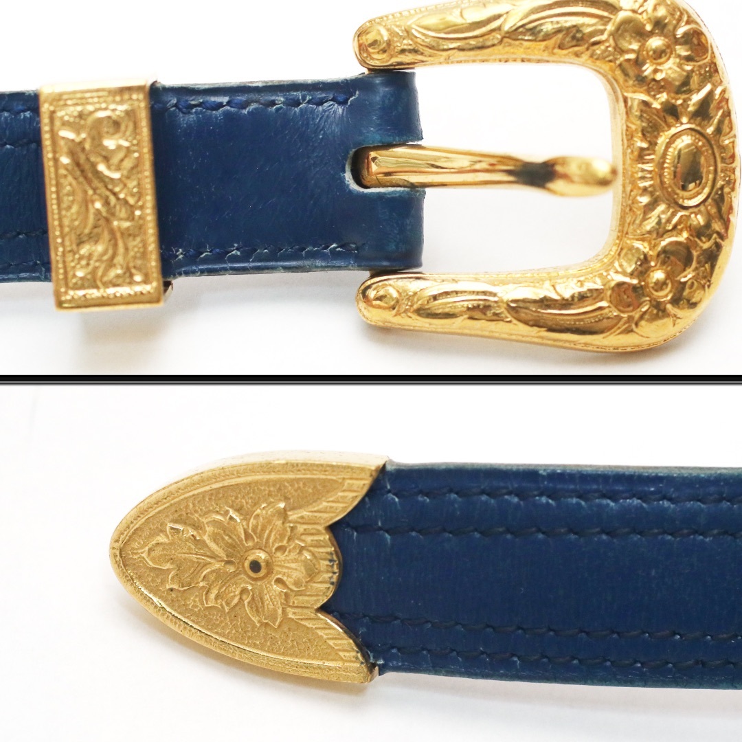 HERMES - 【ヴィンテージ】◇エルメス◇ フラワー 装飾 / ブルー HERMES - 【ヴィンテージ】◇エルメス◇ フラワー 装飾 / ブルー