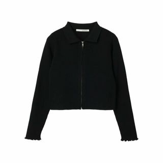 グリーンパークス(green parks)の【ブラック】ELENCARE DUE W ZIP ムジカーデ 24SS/襟付き/ショート丈(カーディガン)