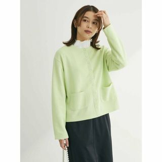 グリーンパークス(green parks)の【ライトグリーン】鹿の子カットカーディガン 24SS/クルーネック/軽羽織り(カーディガン)