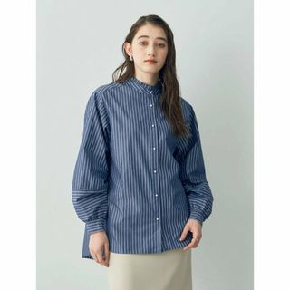 イェッカヴェッカ(YECCA VECCA)の【ネイビー】ラメストライプ袖ボリュームシャツ/24SS(シャツ/ブラウス(長袖/七分))