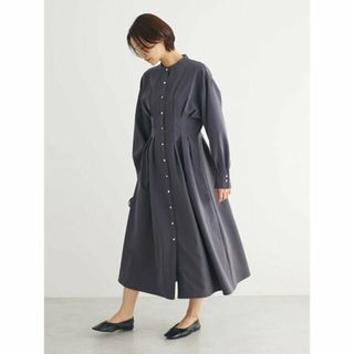 グリーンパークス(green parks)の【チャコールグレー】ELENCARE DUE ウエストタックワンピース 24SS/長袖/ロング丈/シャツワンピース(ロングワンピース/マキシワンピース)