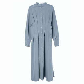 グリーンパークス(green parks)の【ブルー】ELENCARE DUE ウエストタックワンピース 24SS/長袖/ロング丈/シャツワンピース(ロングワンピース/マキシワンピース)