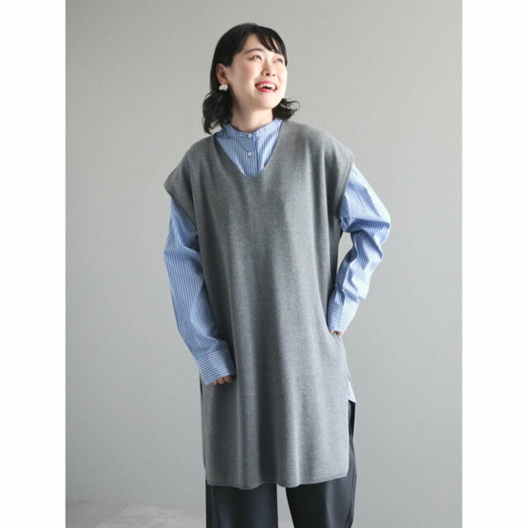 CRAFT STANDARD BOUTIQUE(クラフトスタンダードブティック)の【杢グレー】ジレニットワンピース/24SS レディースのトップス(ベスト/ジレ)の商品写真