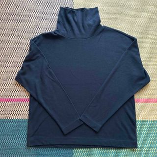 ユニクロ(UNIQLO)のUNIQLO ユニクロ ヒートテック リブタートル ネイビー L(Tシャツ(長袖/七分))