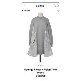 サカイ(sacai)のサカイ　スウェットワンピース(ひざ丈ワンピース)