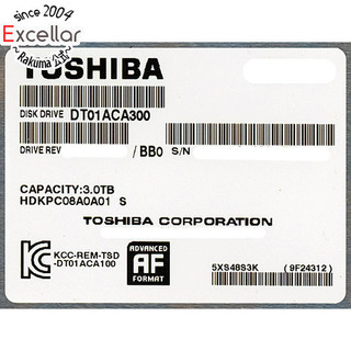 トウシバ(東芝)のTOSHIBA製HDD　DT01ACA300　3TB SATA600 7200　100～200時間以内(PC周辺機器)