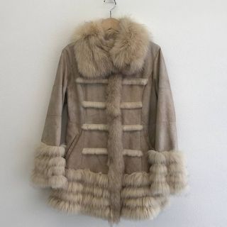 『USED』 ラビット革・ブルーフォックス コート ラビットファー /ブルーフォックス ブラウン系【中古】(毛皮/ファーコート)