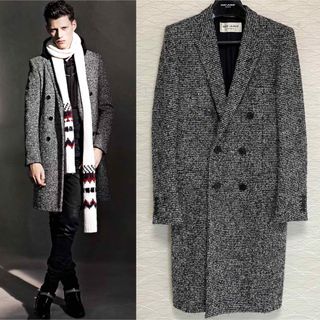 サンローラン(Saint Laurent)の13AW サンローランパリ ダブルブレスト ツイードチェスターコート 46 (チェスターコート)