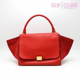 セリーヌ(celine)のCELINE セリーヌ トラペーズ ミディアム レッドカーフ ゴールド ２WAY 赤 中古(ハンドバッグ)