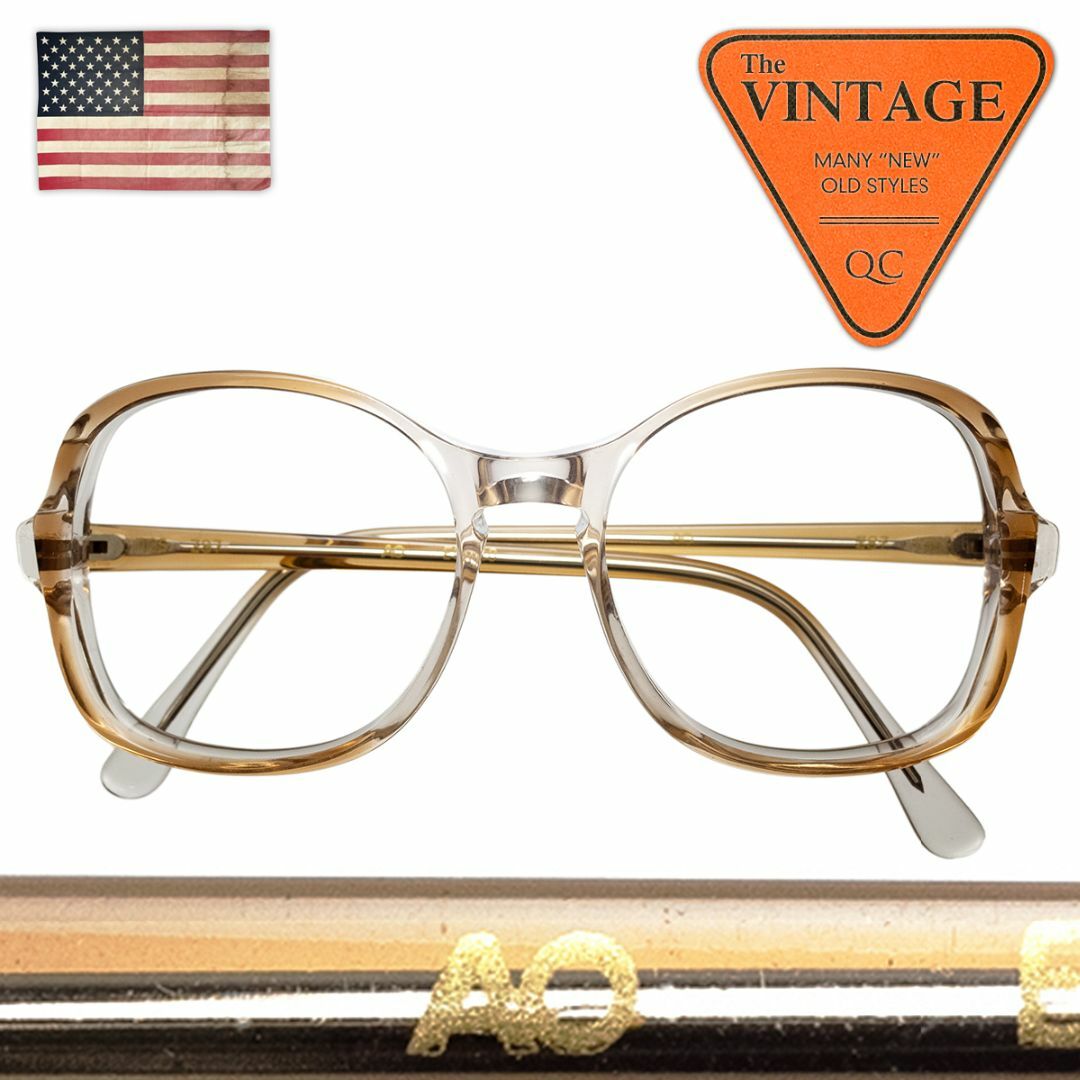 VINTAGE(ヴィンテージ)の未使用 AO アメリカンオプティカル BIGシルエット ラウンドスクエアフレーム レディースのファッション小物(サングラス/メガネ)の商品写真