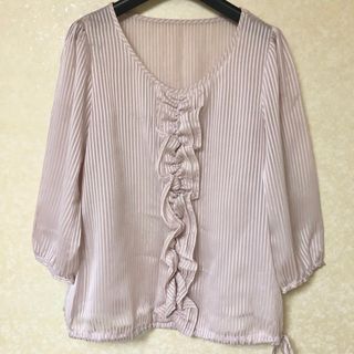 ロペピクニック(Rope' Picnic)のRope picnic ブラウス ストライプ フリル リボン 38号(シャツ/ブラウス(長袖/七分))