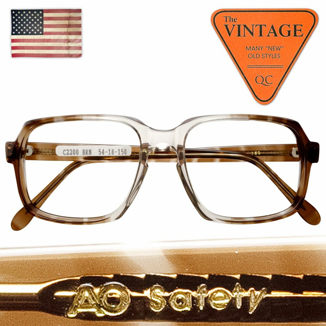 未使用 AO アメリカンオプティカル ミリタリー スクエア ヴィンテージ メガネ メンズのファッション小物(サングラス/メガネ)の商品写真