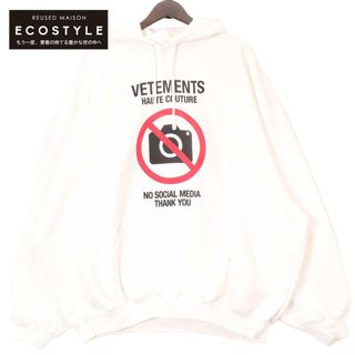 ヴェトモン UE54HD380W ホワイト No social media couture hoodie S(その他)