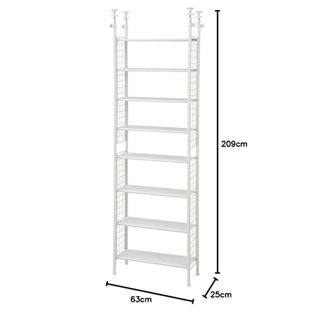 【色: ホワイト】[山善] フリーラック (突っ張り) スリム 幅63×奥行25 インテリア/住まい/日用品の収納家具(その他)の商品写真