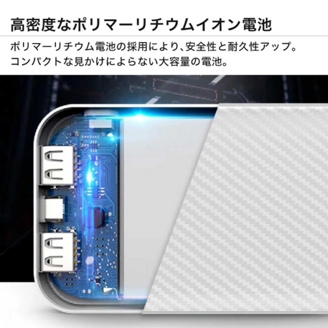 PSE認証 モバイルバッテリー　ブラック 10000mAh 2台同時充電可 スマホ/家電/カメラのスマートフォン/携帯電話(バッテリー/充電器)の商品写真