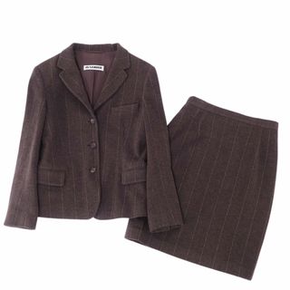 ジルサンダー(Jil Sander)の美品 ジルサンダー JIL SANDER セットアップ ジャケット スカート シングルブレスト ウール レディース 36(S相当) ブラウン(スーツ)