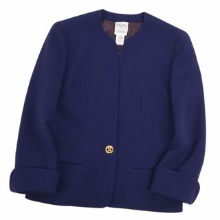 セリーヌ(celine)のVintage セリーヌ CELINE ジャケット ノーカラージャケット マカダムボタン ウール アウター レディース 38(M相当) ネイビー(その他)