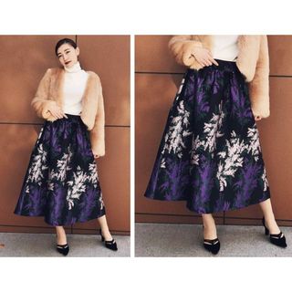 アメリヴィンテージ(Ameri VINTAGE)のWISTERIA JACQUARD FLARE SKIRT  AMERI(ロングスカート)