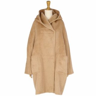 マックスマーラ(Max Mara)の美品 マックスマーラ Max Mara コート 白タグ フーデッドコート ダブルブレスト シャギー アウター レディース JI38 USA4 FB36(S相当) ブラウン(その他)