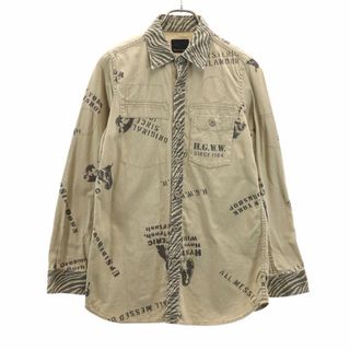 ヒステリックグラマー(HYSTERIC GLAMOUR)のヒステリックグラマー 日本製 総柄 長袖 コットンシャツ ベージュ系 HYSTERIC GLAMOUR レディース 古着 【240215】(シャツ/ブラウス(長袖/七分))