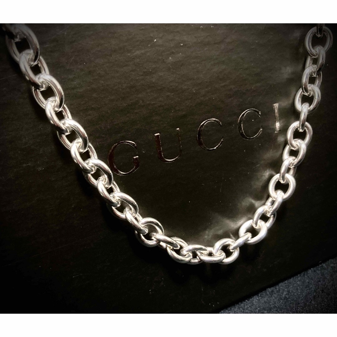 Gucci(グッチ)のGUCCI 正規品/希少/極太 ヴィンテージ チェーンリンクネックレス シルバー メンズのアクセサリー(ネックレス)の商品写真