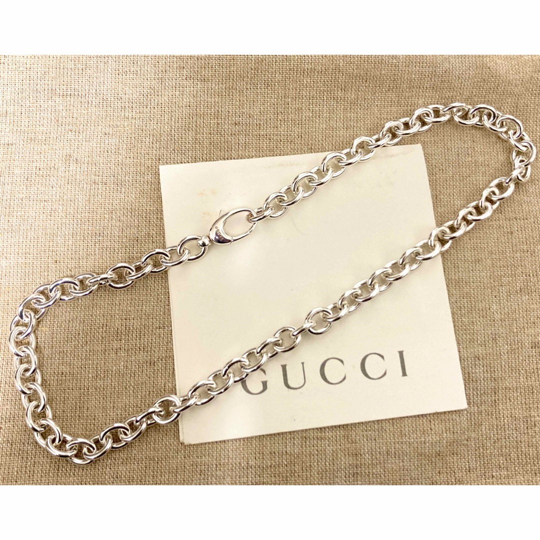 Gucci(グッチ)のGUCCI 正規品/希少/極太 ヴィンテージ チェーンリンクネックレス シルバー メンズのアクセサリー(ネックレス)の商品写真