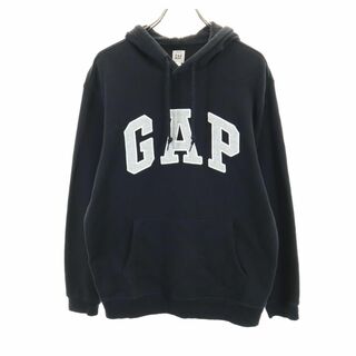 ギャップ(GAP)のギャップ 長袖 フード パーカー M ブラック系 GAP 裏起毛 スウェット メンズ 古着 【240124】(パーカー)