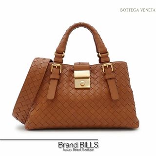 ボッテガヴェネタ(Bottega Veneta)の美品 ボッテガ ヴェネタ イントレチャート ローマ ハンドバッグ ショルダーバッグ 2way 576336 ブラウン ゴールド金具 肩掛け 斜め掛け(ハンドバッグ)