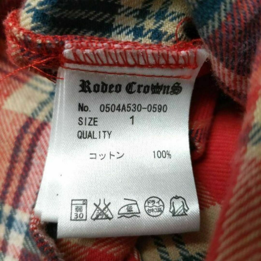 RODEO CROWNS(ロデオクラウンズ)のロデオクラウンズ チェック柄 長袖コットンシャツ 赤 サイズ1 レディースのトップス(シャツ/ブラウス(長袖/七分))の商品写真