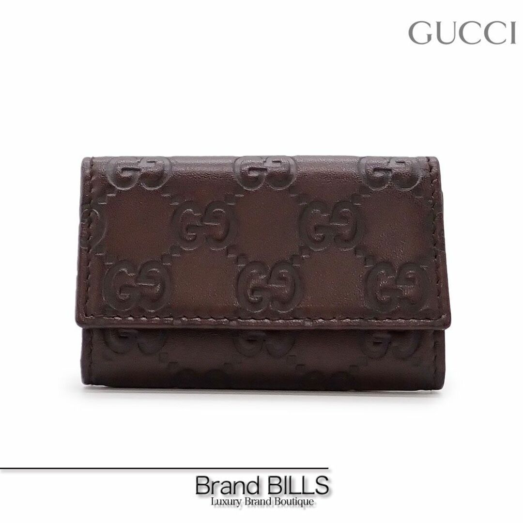 Gucci(グッチ)の未使用品 グッチ グッチシマ 6連 キーケース 138093 ダークブラウン ゴールド金具 レザ メンズのファッション小物(キーケース)の商品写真
