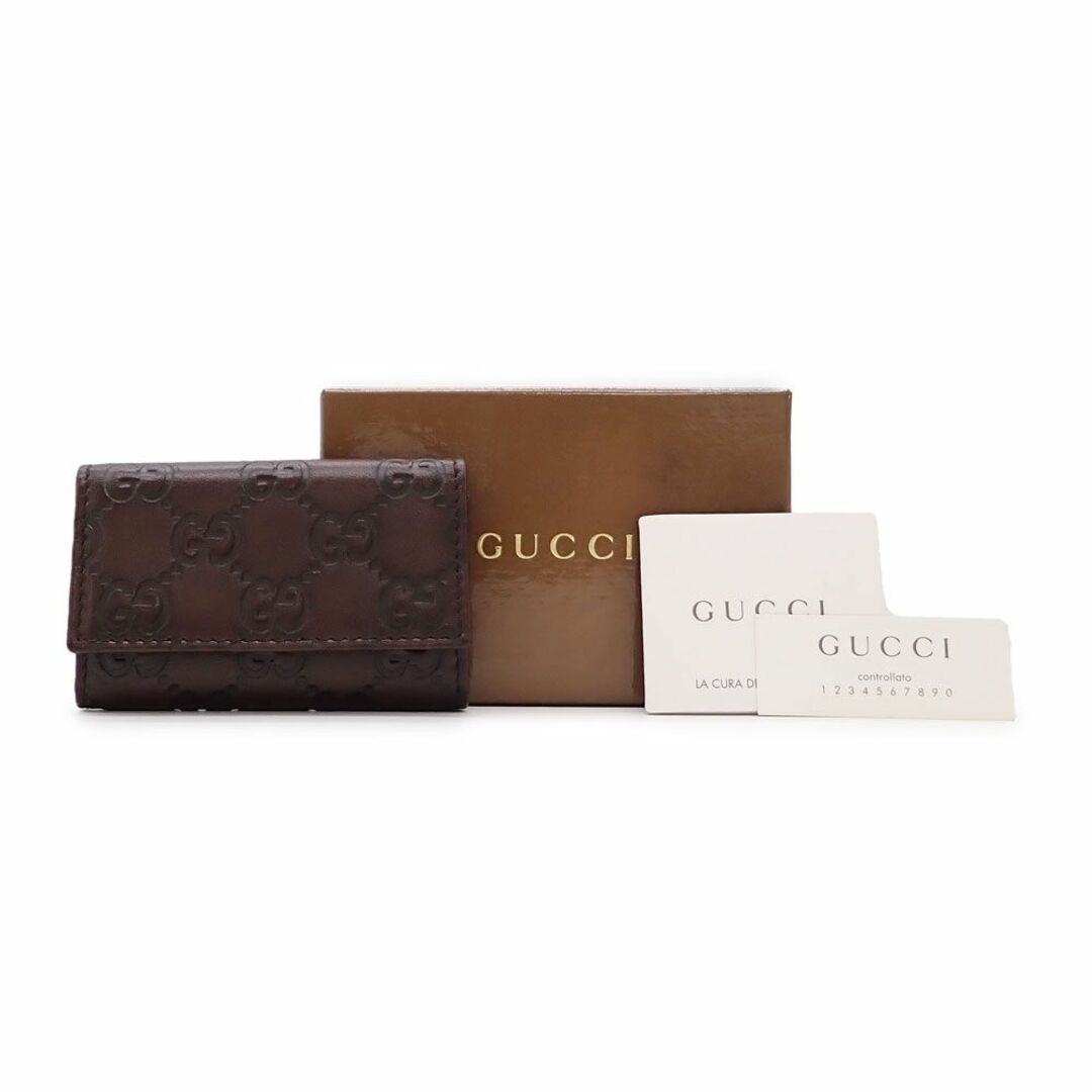 Gucci(グッチ)の未使用品 グッチ グッチシマ 6連 キーケース 138093 ダークブラウン ゴールド金具 レザ メンズのファッション小物(キーケース)の商品写真