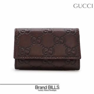 グッチ(Gucci)の未使用品 グッチ グッチシマ 6連 キーケース 138093 ダークブラウン ゴールド金具 レザ(キーケース)