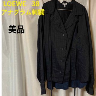 ロエベ(LOEWE)の美品　LOEWEロエベ　アナグラム刺繍入配色シャツ　黒×ネイビー(シャツ/ブラウス(長袖/七分))