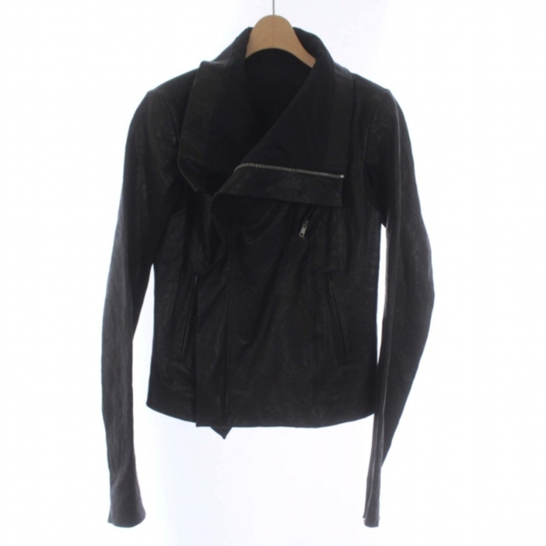 Rick Owens(リックオウエンス)のRick Owens ラムレザー ライダースジャケット 変形 黒 RP4713 メンズのジャケット/アウター(ライダースジャケット)の商品写真