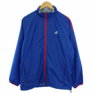 アディダス(adidas)のadidas ベーシックウィンドブレーカージャケット ジップアップ ロゴ L 青(ブルゾン)