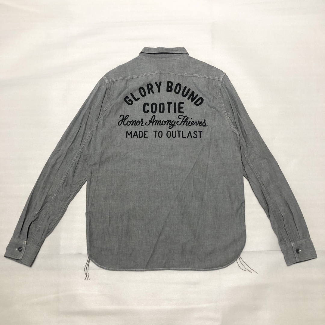 【極美品】COOTIE クーティ チェーンステッチロゴワークシャツ M 日本製