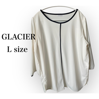 GLACIER - グラシア 半袖ニット L ブラウン ボーダー ラメ アクリル