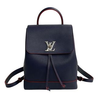 ルイヴィトン(LOUIS VUITTON)の未使用保管品 保存箱 袋付 LOUIS VUITTON ルイヴィトン ロックミー バックパック ロゴ 金具 レザー リュックサック ネイビー 32569(リュック/バックパック)