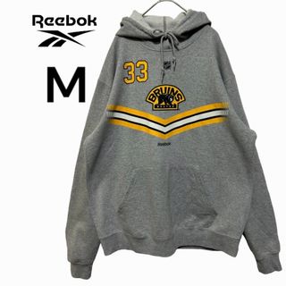 リーボック(Reebok)のインポート古着！NHL ボストンブルーインズビッグロゴパーカー33ズデノチャラL(スウェット)