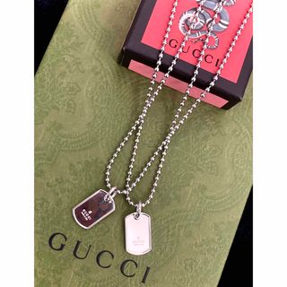 グッチ(Gucci)の希少 GUCCI/グッチ ペアネックレス ミニドッグタグ/プレート ネックレス(ネックレス)