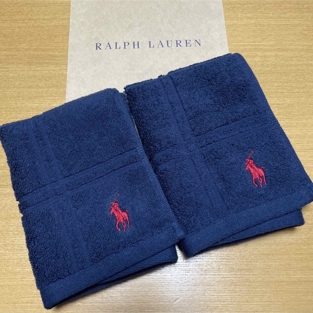 Ralph Lauren(ラルフローレン)の新品未使用　ラルフローレン　ウォッシュタオル　２枚　ネイビー メンズのファッション小物(ハンカチ/ポケットチーフ)の商品写真