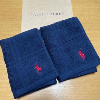 ラルフローレン(Ralph Lauren)の新品未使用　ラルフローレン　ウォッシュタオル　２枚　ネイビー(ハンカチ/ポケットチーフ)