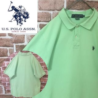 ユーエスポロアッスン(U.S. POLO ASSN.)の【Lサイズ】ユーエスポロアッスン☆刺繍ロゴ　ポロシャツ　グリーン(ポロシャツ)